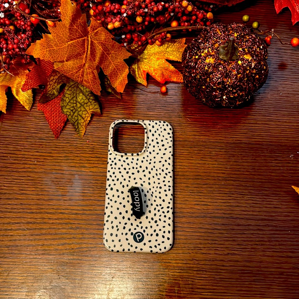 iPhone 14 Pro Max loopy case mocha dots